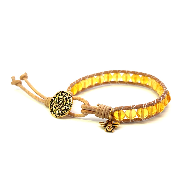 Citrine Leather Wrap Bracelet