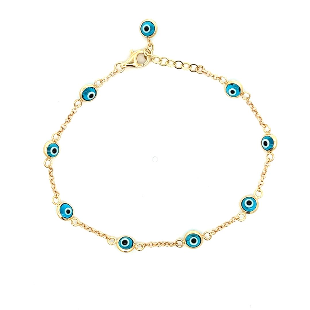 10K Yellow Gold Evil Eye Bracelet