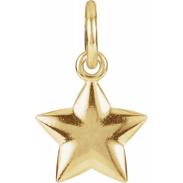 14K Gold Puffed Star Charm