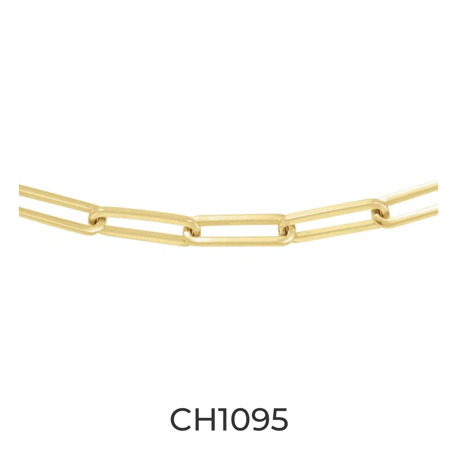 14k Gold 3.85mm Elongated Link Cable Paperclip - Infinity Bracelet