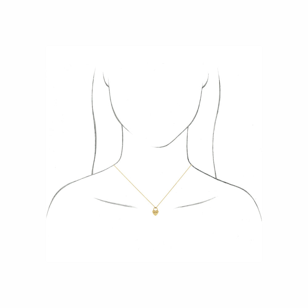 14k Gold Engravable Heart Lock Pendant