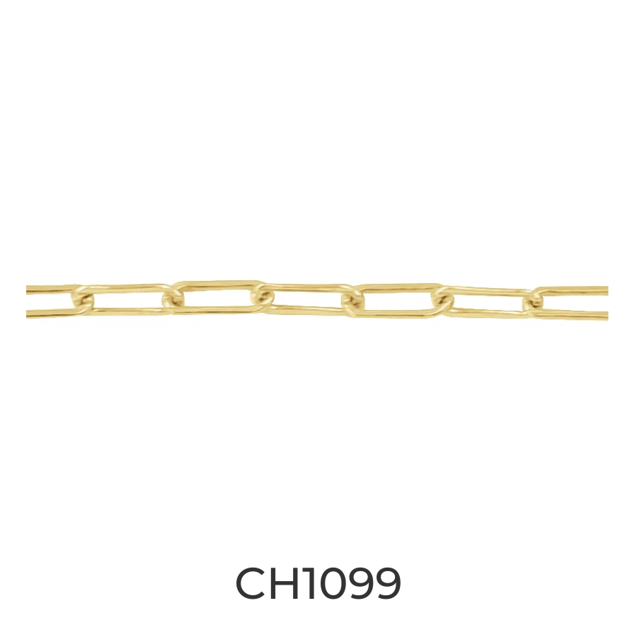 14k Gold 2mm Elongated Flat Link Paperclip Chain - Infinity Bracelet