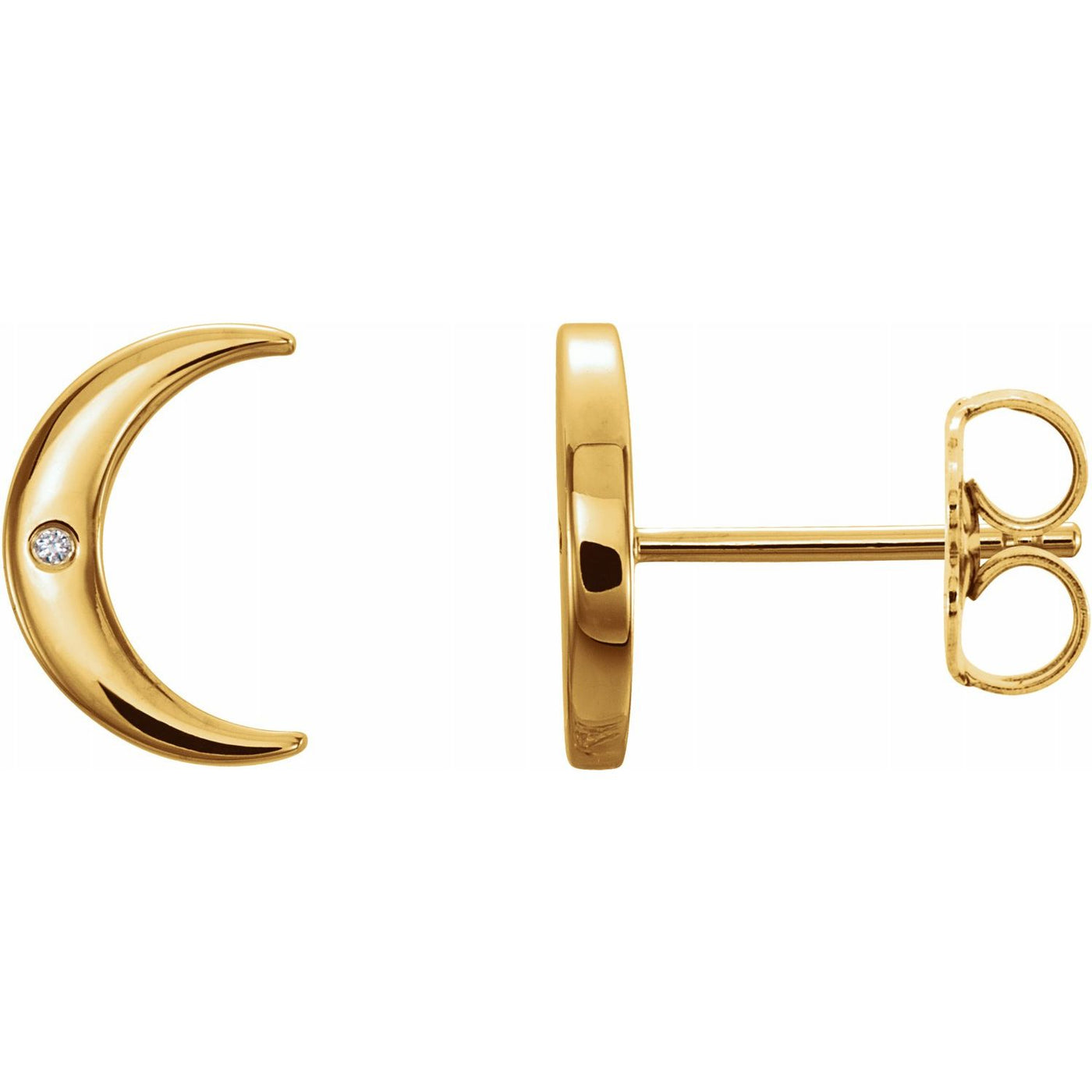 14k Gold Diamond Crescent Earrings
