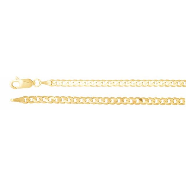 14k Gold 3 mm Solid Curb Chain