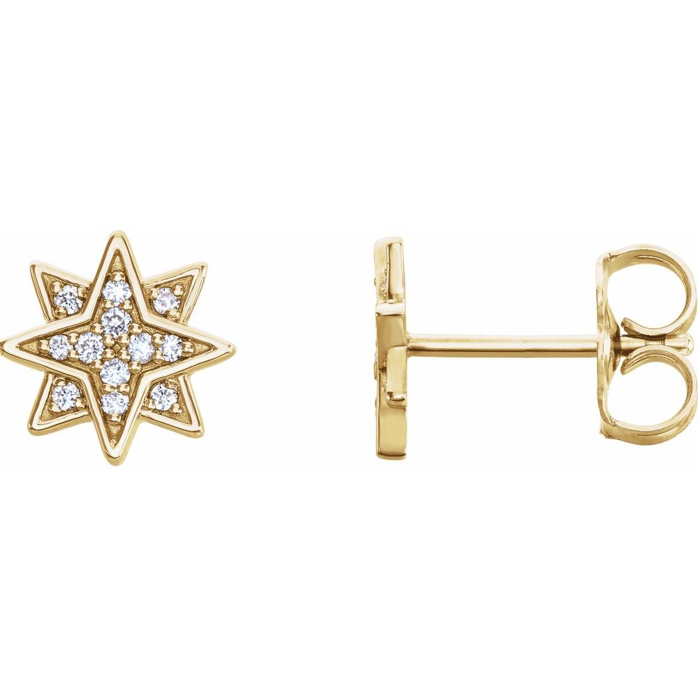 14k Gold Diamond Star Earrings