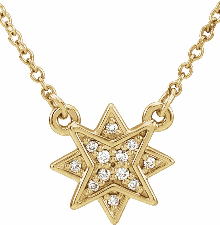 14k Gold Diamond Star Necklace