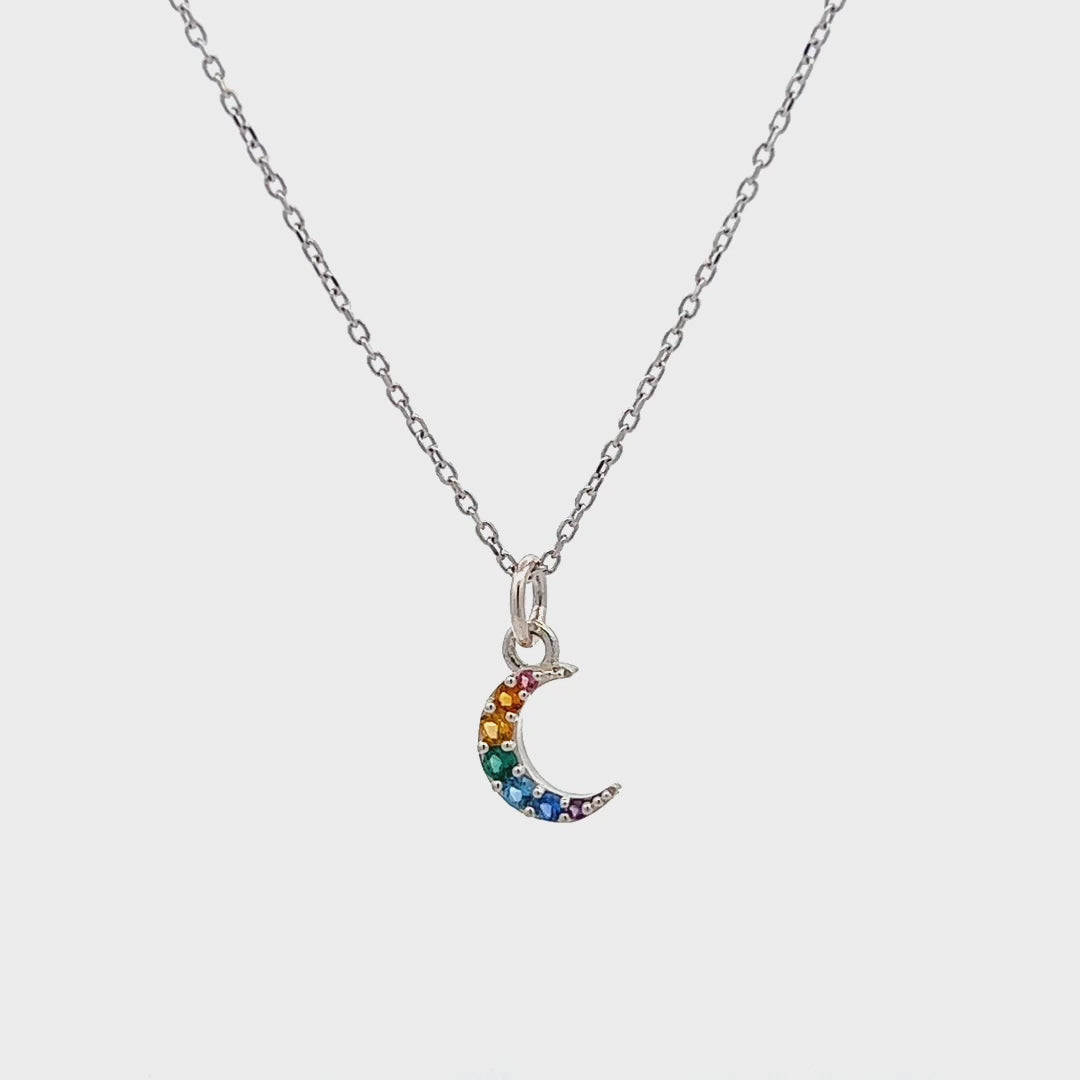 Sterling Silver Rainbow Moon