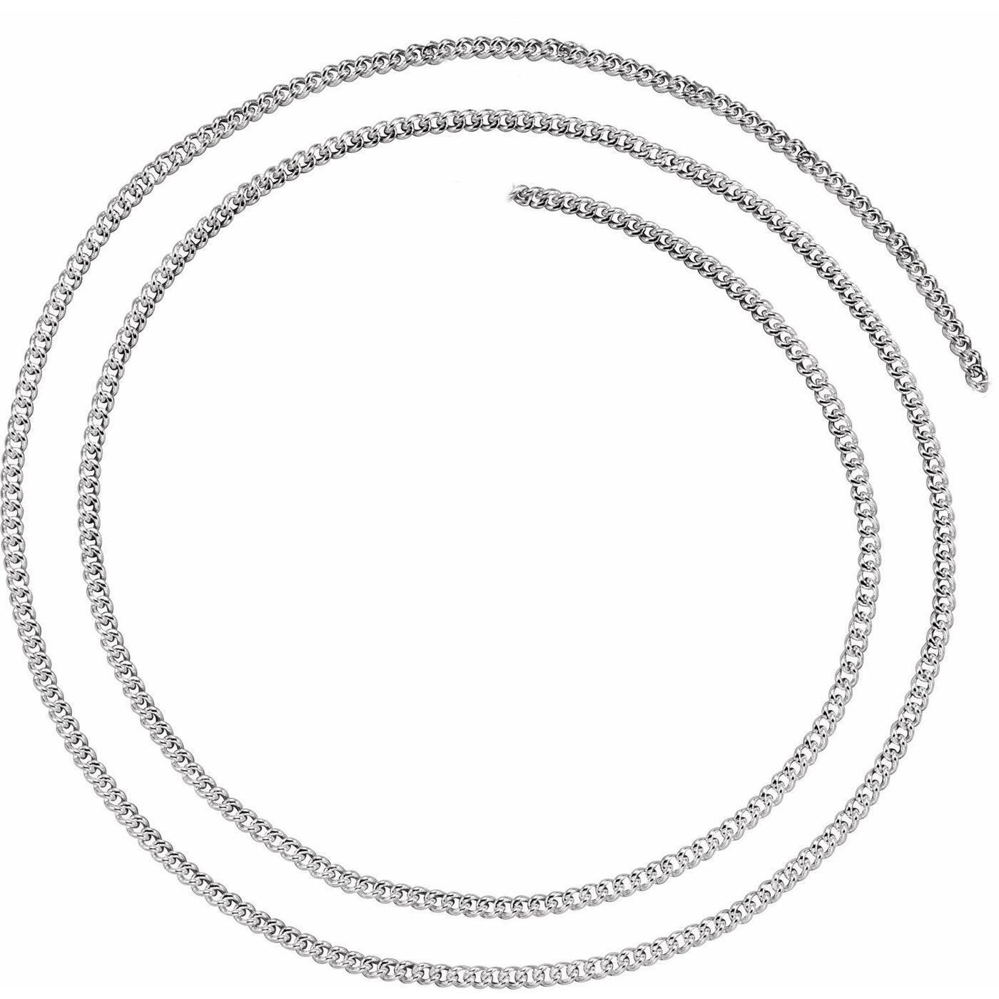Sterling Silver 2.25 mm Solid Curb Link Chain - Infinity Bracelet