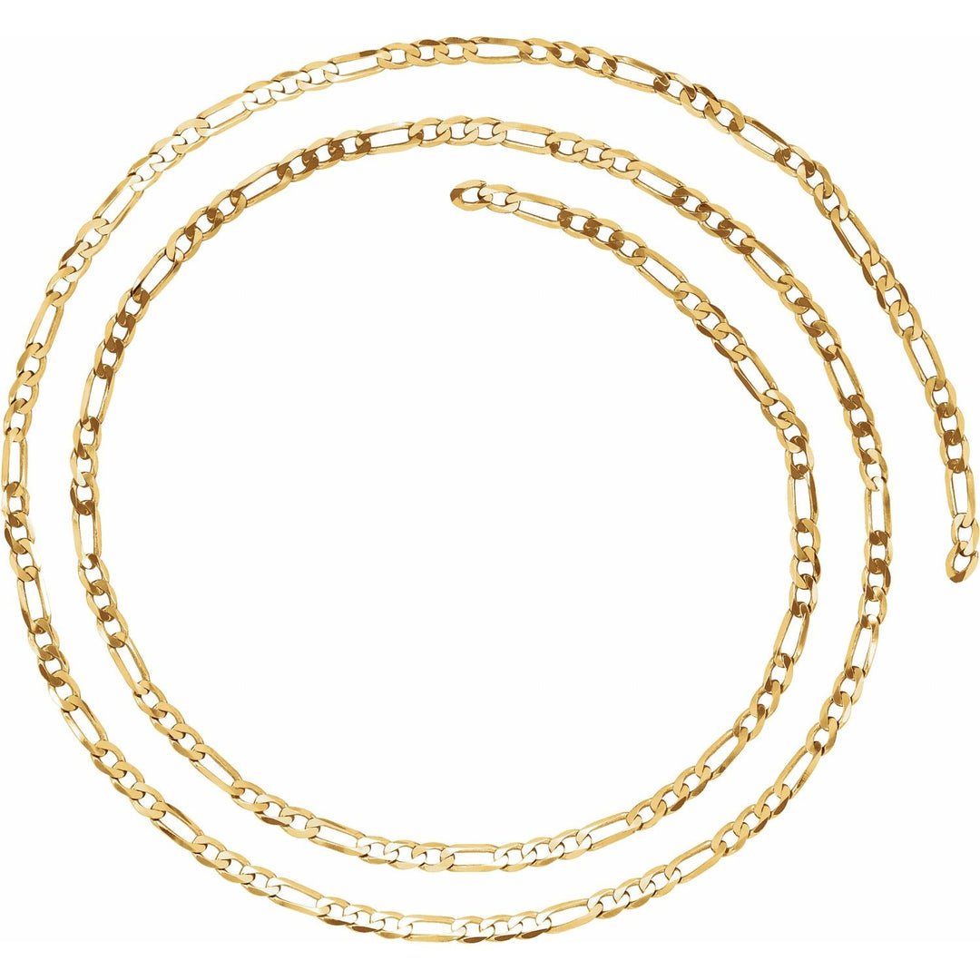 14k Gold 3mm Solid Figaro Chain Infinity Bracelet