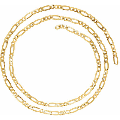 14k Gold 4mm Figaro Chain Infinity Bracelet