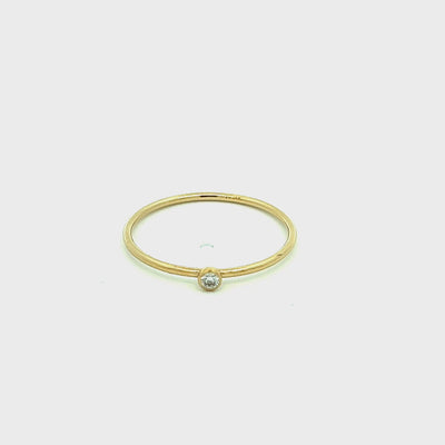14KGF 1mm stacking ring with cubic zirconia