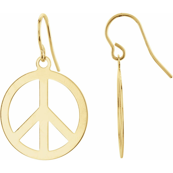 14K Gold Peace Sign Earrings