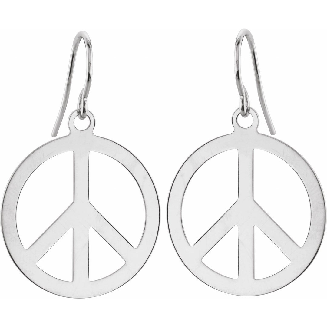 Sterling Silver 21 mm Peace Sign Earrings