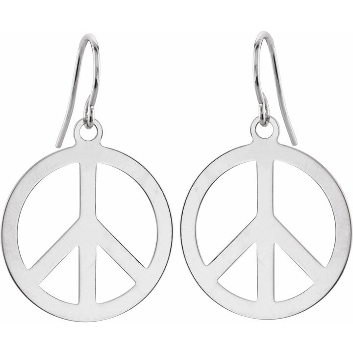 Sterling Silver 21 mm Peace Sign Earrings