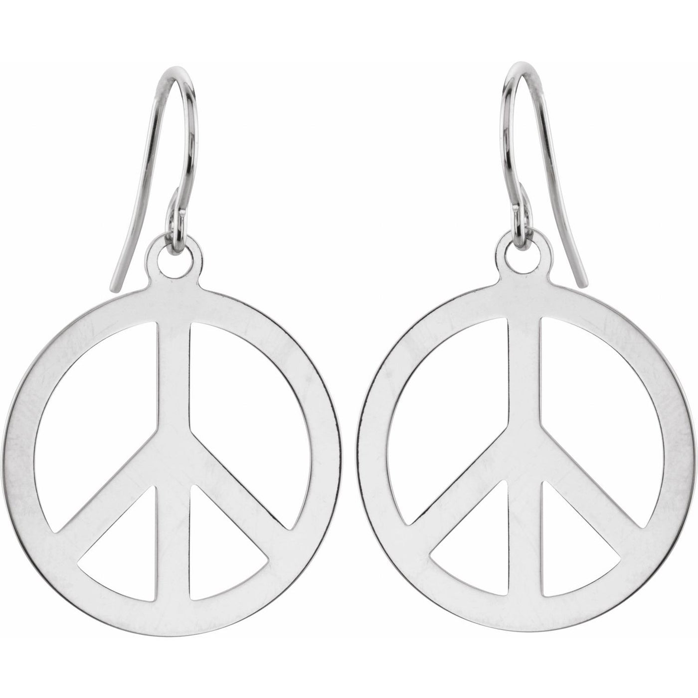 Sterling Silver 21 mm Peace Sign Earrings