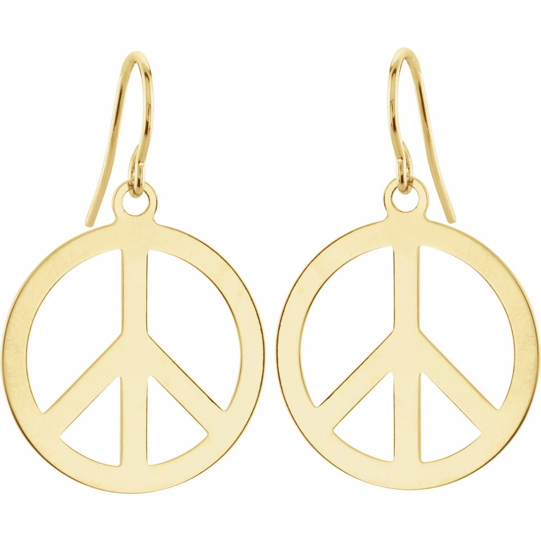 14K Gold Peace Sign Earrings