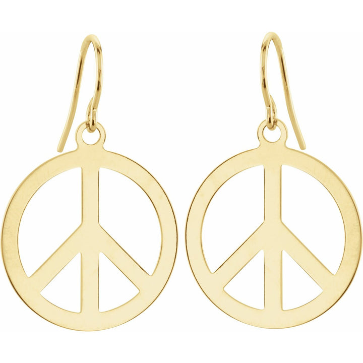 14K Gold Peace Sign Earrings