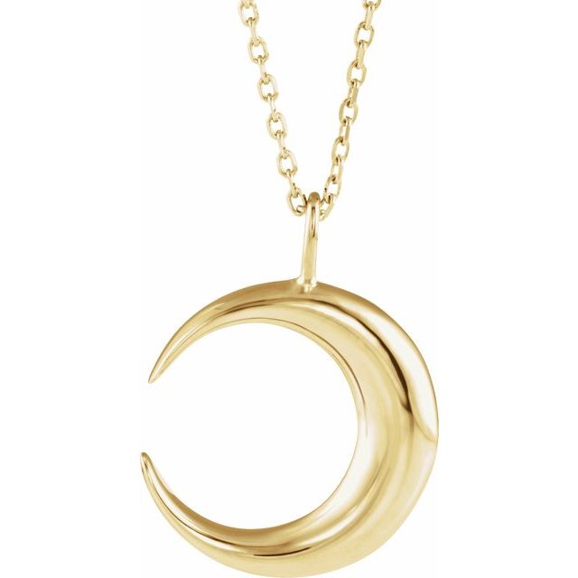 14k Gold Crescent Moon Pendant