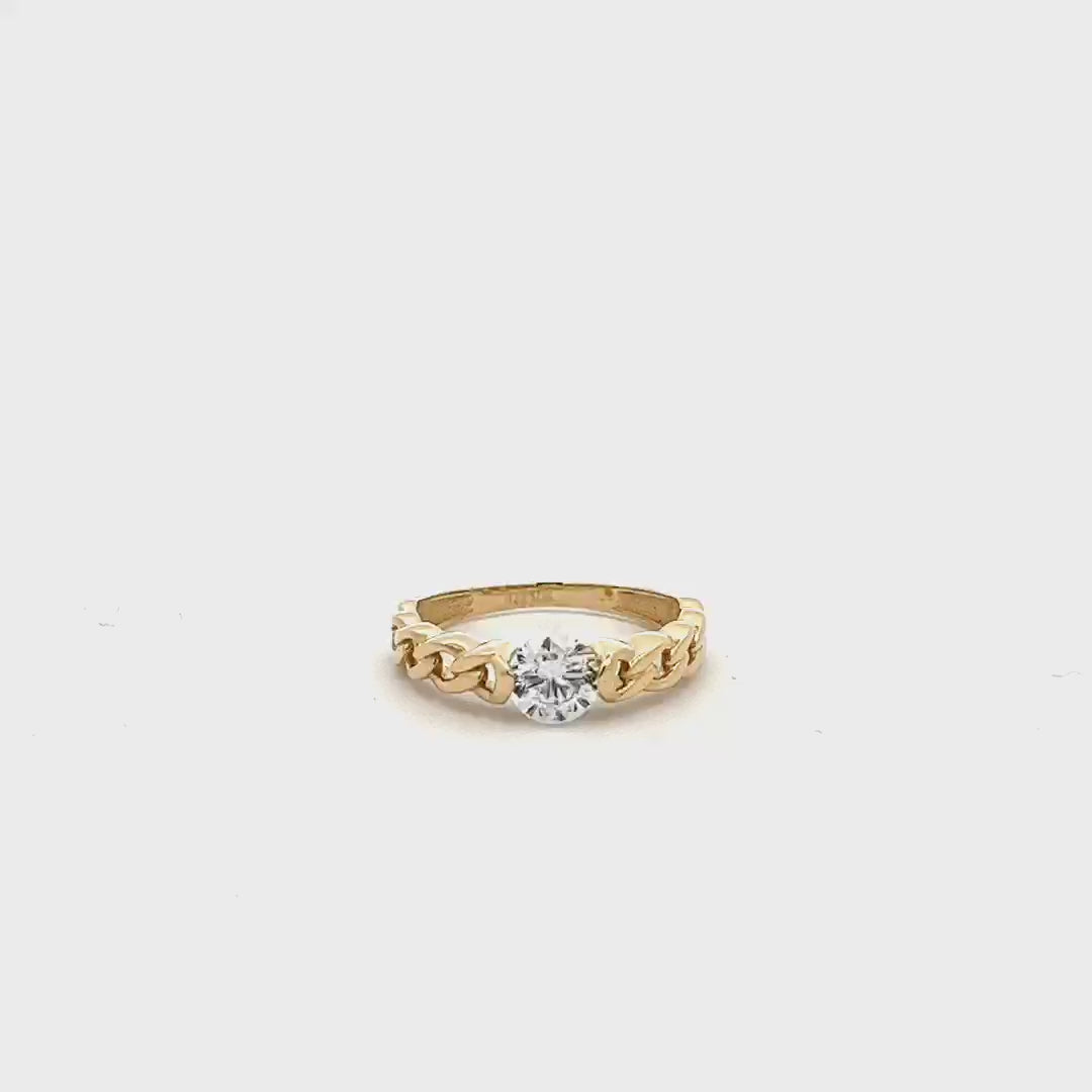 10K Gold Link Ring With CZ