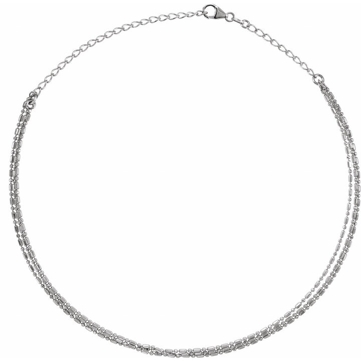 Sterling Silver 3-Strand Bead Chain 13-16" Choker