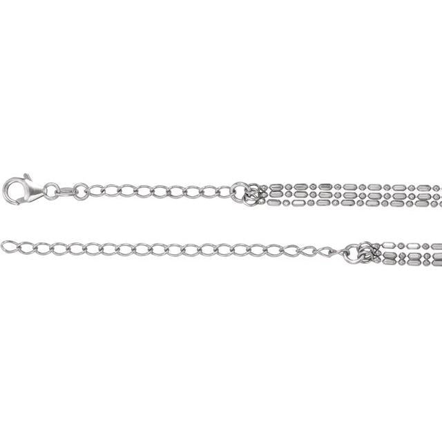 Sterling Silver 3-Strand Bead Chain 13-16" Choker