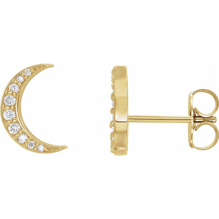 14k Gold Diamond Crescent Moon Earrings