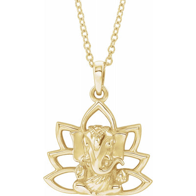 14k Gold Ganesha 16-18" Necklace