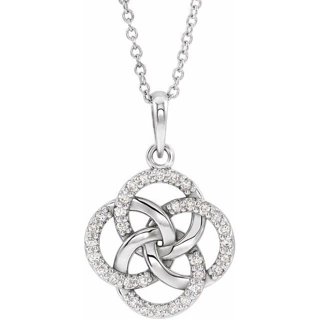 14k Gold Diamond Five Fold Celtic Pendant 14k White 16 18 Adjustable Diamond
