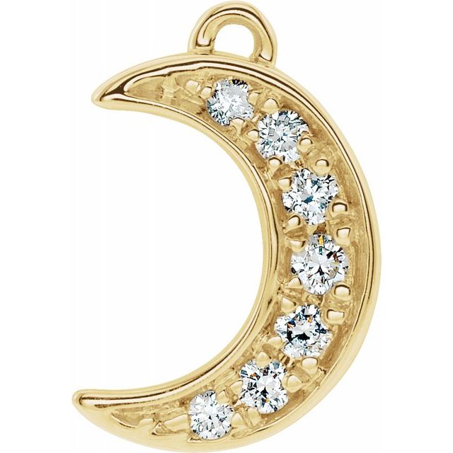 14k Gold Diamond Crescent Moon Dangle – Moonstone