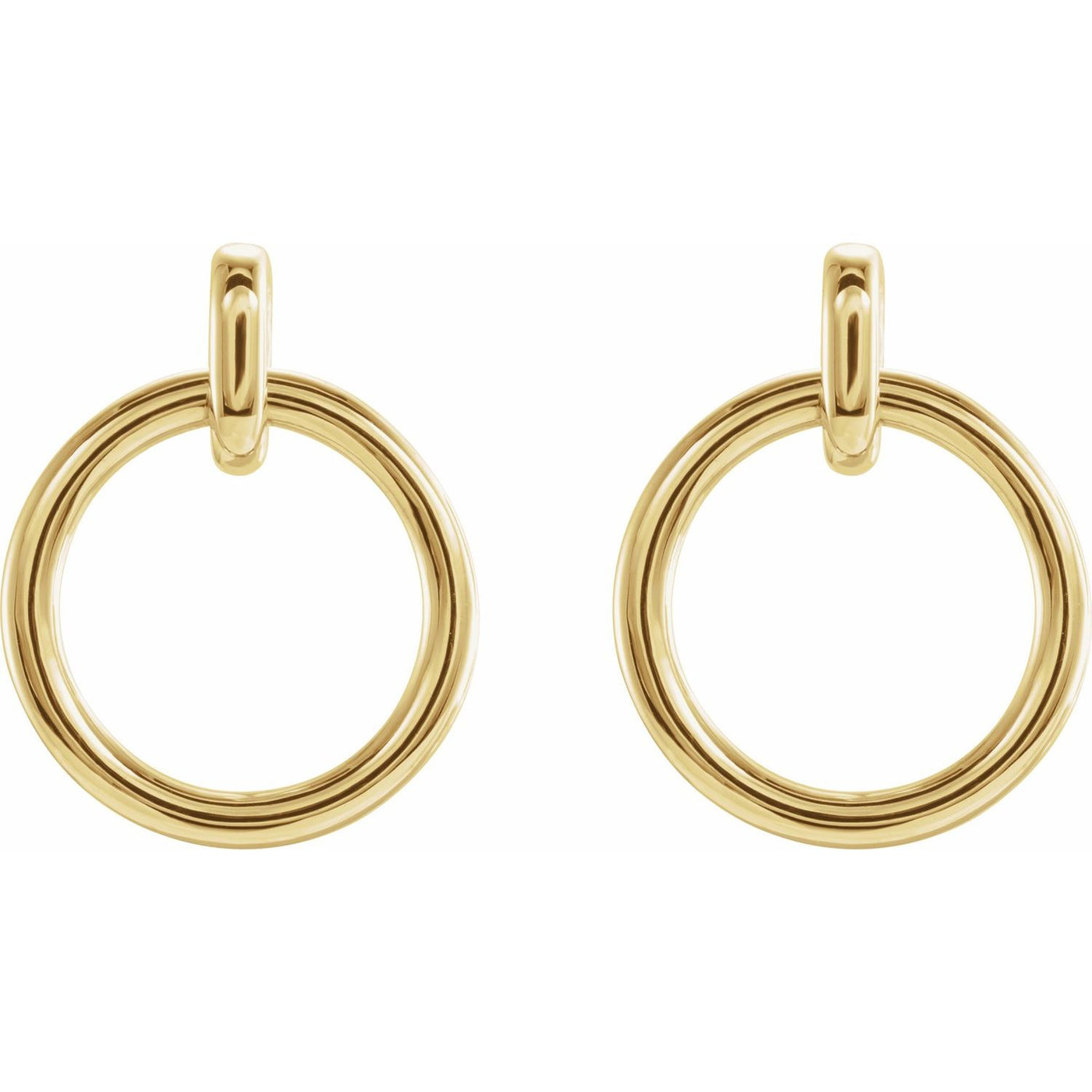 14K Gold Circle Dangle Earrings