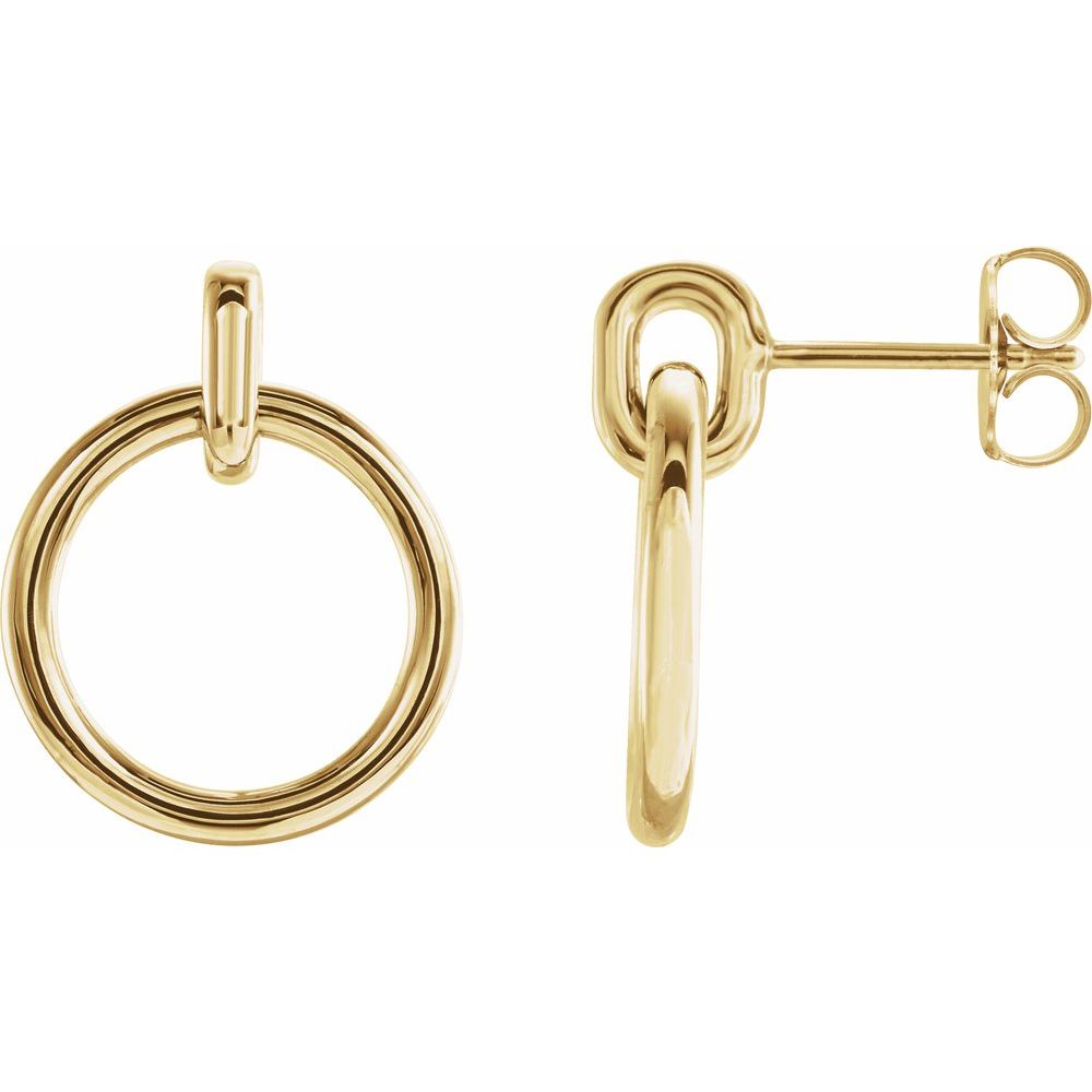 14k Gold Circle Dangle Earrings