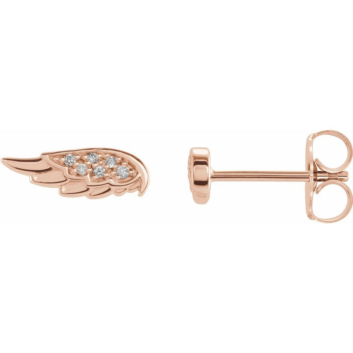 14k Gold Diamond Angel Wing Earrings