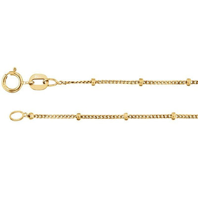 14k Gold Solid Beaded Curb Chain