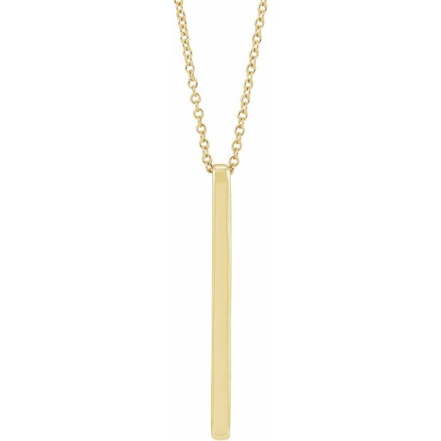 14k Gold Engravable Bar Pendant