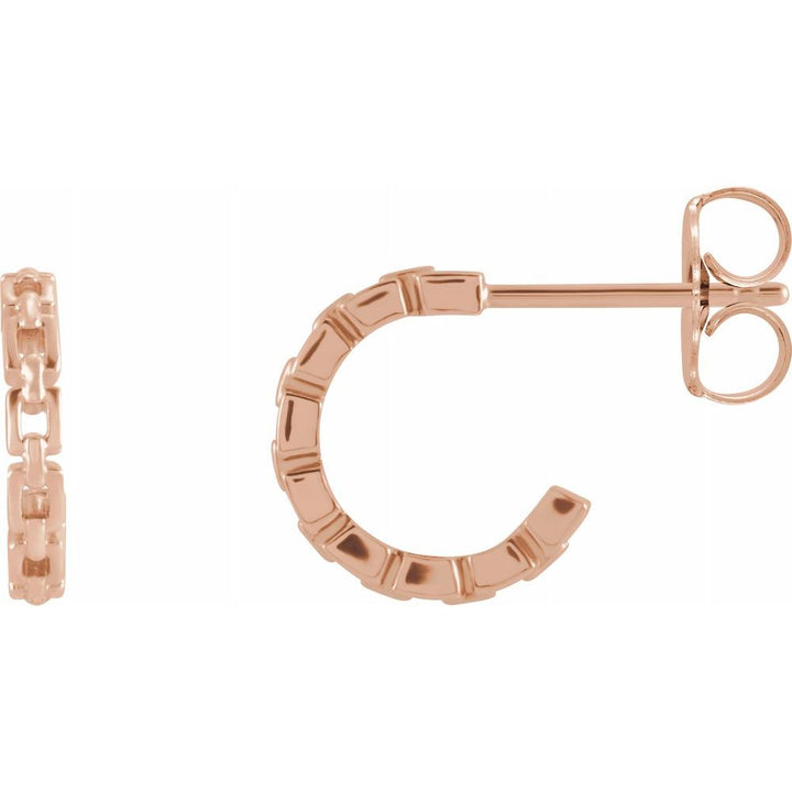 14k Gold Chain Link Huggie Earrings