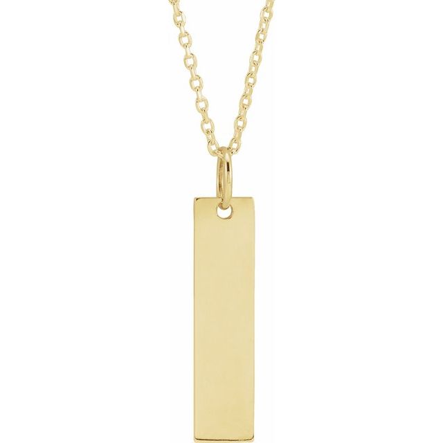 14k Gold 20x5 mm Engravable Bar Pendant