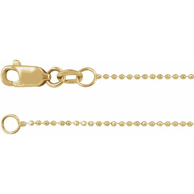 14k Gold 1mm Diamond-Cut Bead Chain Bracelet