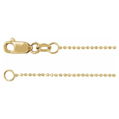 14k Gold 1mm Diamond-Cut Bead Chain