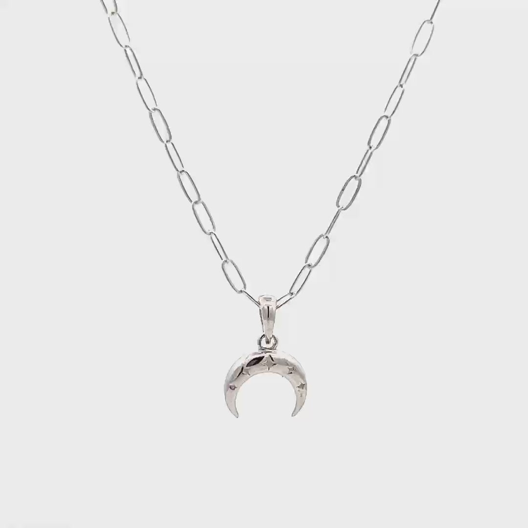 Sterling Silver Crescent Moon Pendant