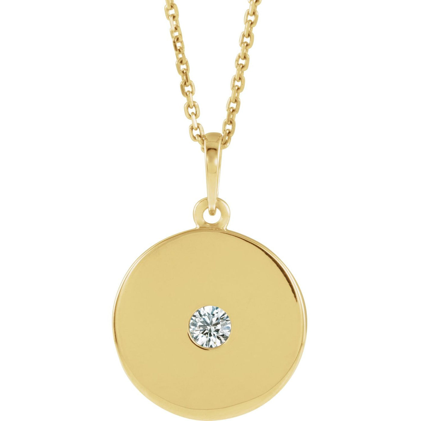 14k Gold Disc 1/10 CTW Natural Diamond Necklace 16-18"
