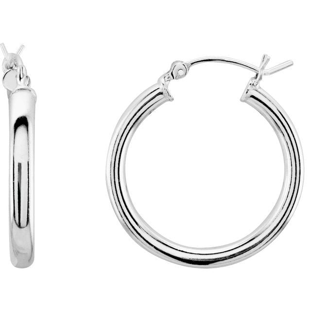 Sterling Silver 26.5 mm Tube Hoop Earrings