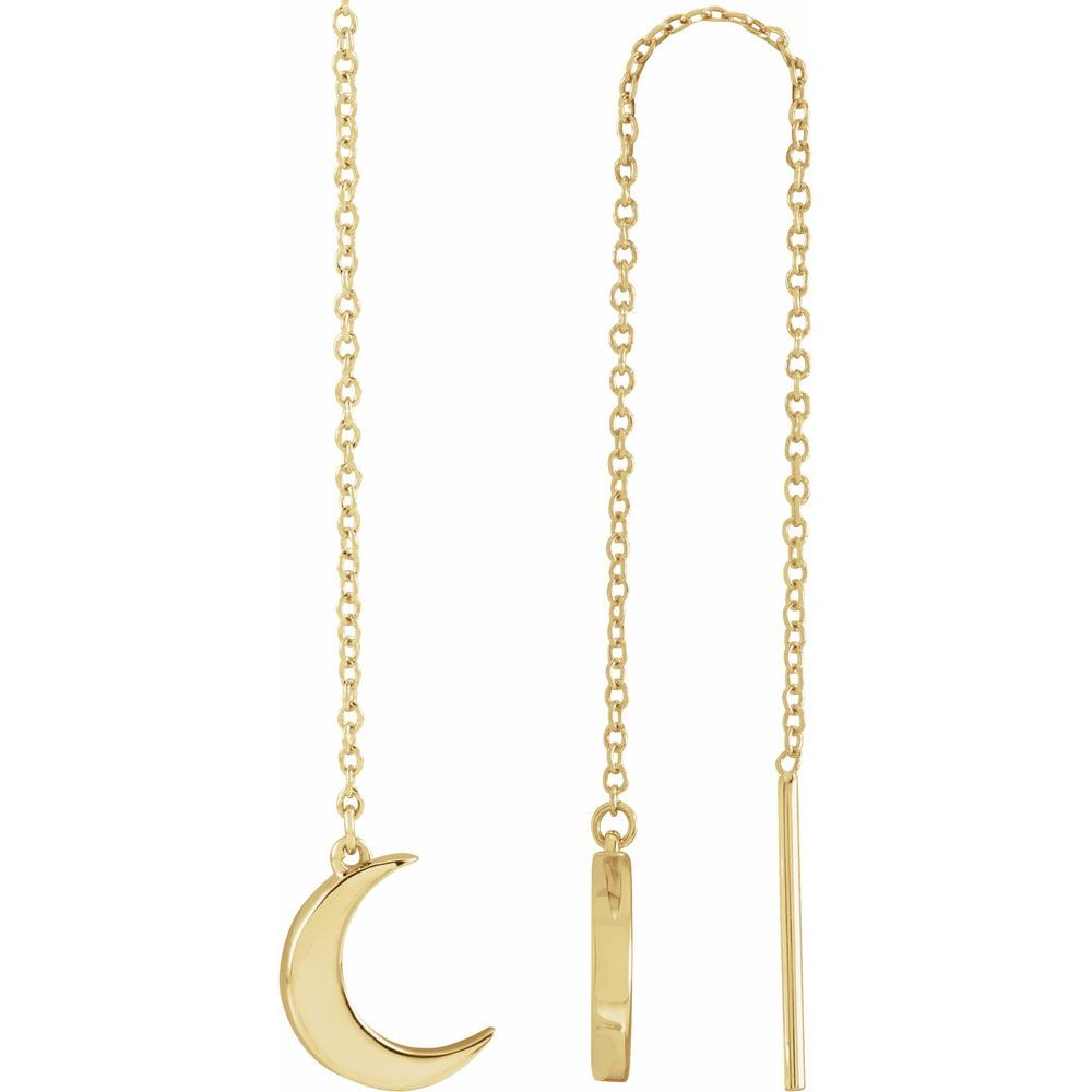 14k Gold Crescent Moon Chain Earrings