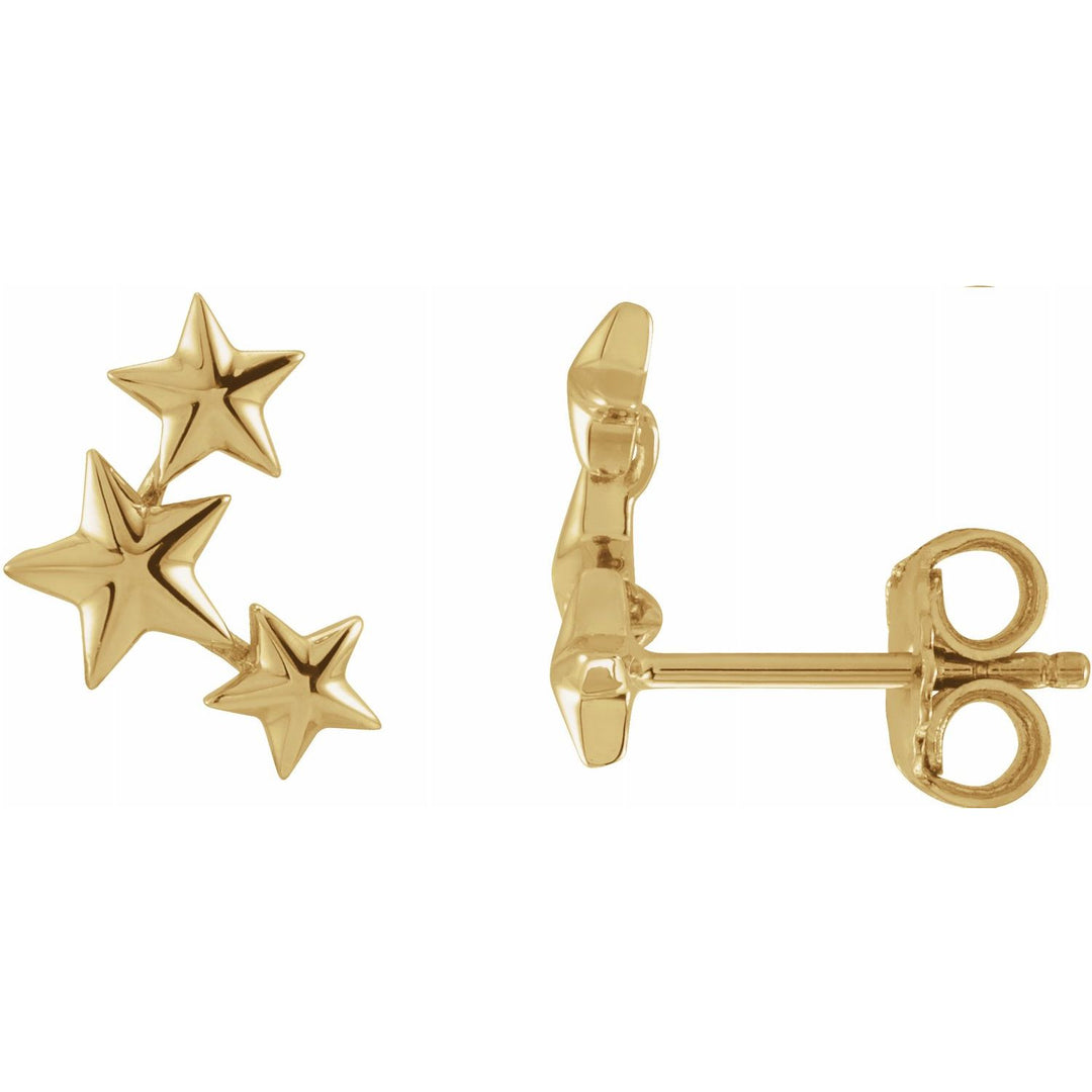 14k Gold Star Ear Climbers