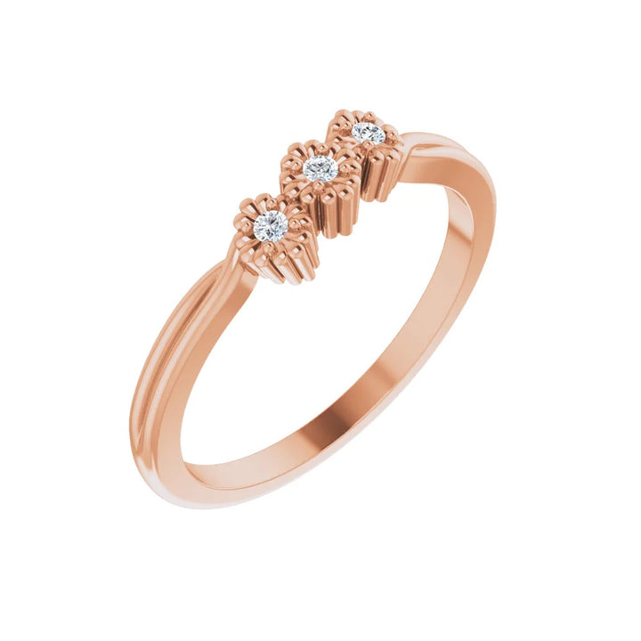 14k Gold 3-Diamond Flower Ring