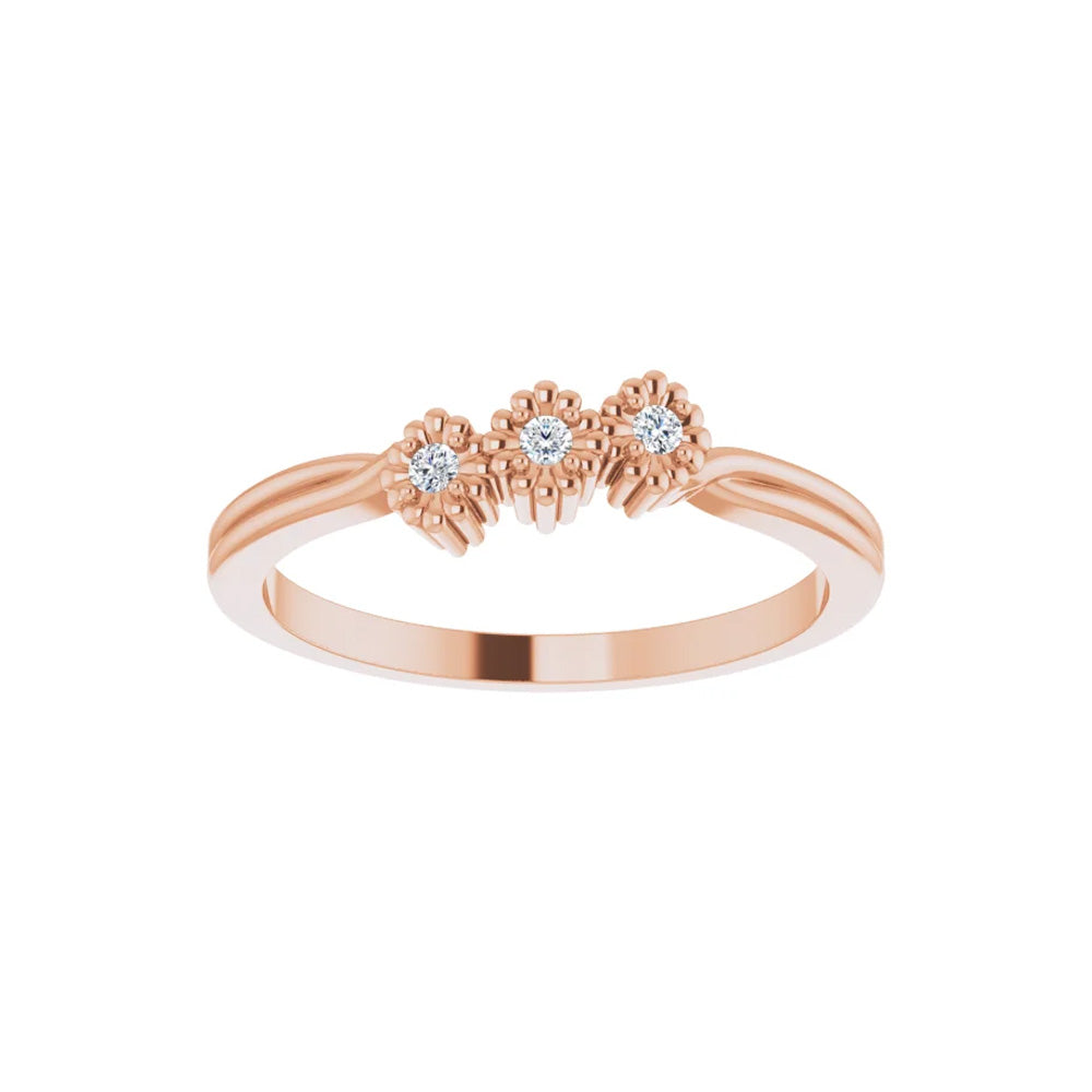 14k Gold 3-Diamond Flower Ring