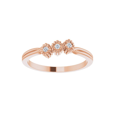 14k Gold 3-Diamond Flower Ring