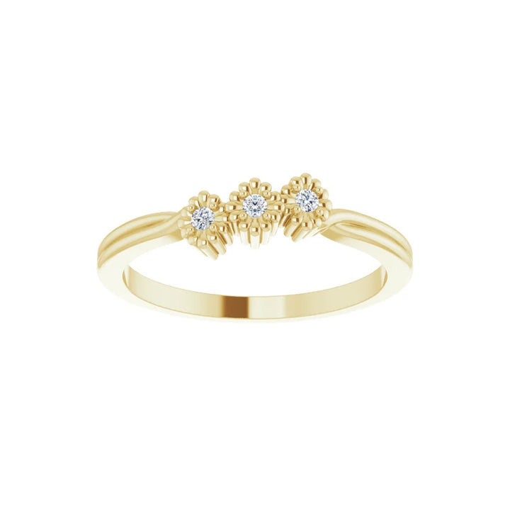 14k Gold 3-Diamond Flower Ring