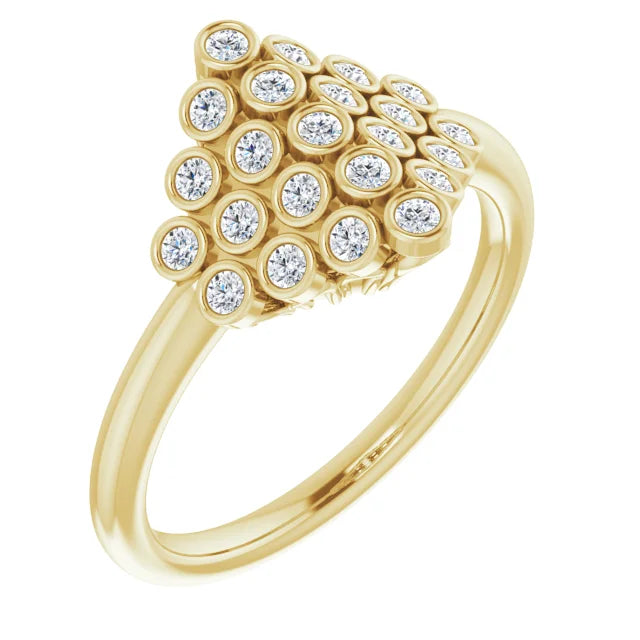 14k Gold Diamond Cluster Ring