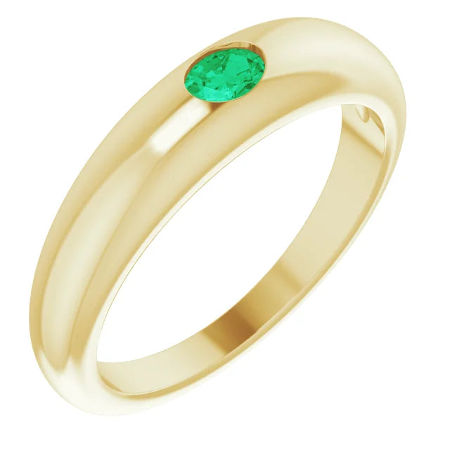 14k Gold Gemstone Dome Ring