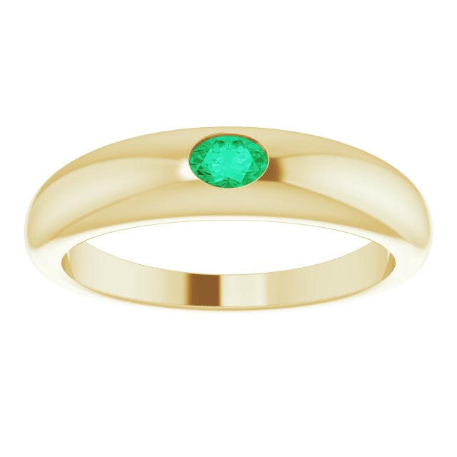 14k Gold Gemstone Dome Ring